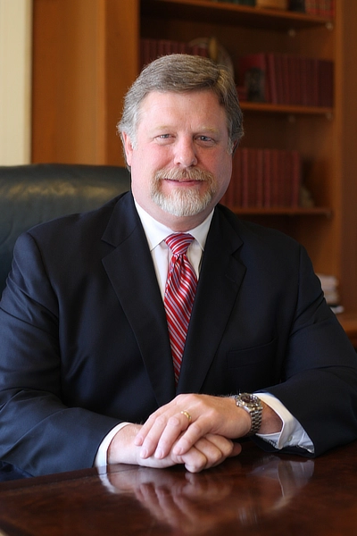 Buck Brock in his office at Samford in 2015